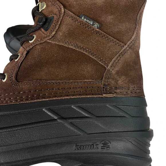 Kamik Mens Size 8 Wide Nation Plus Winter Waterproof Dark Brown Boots Lace up - Picture 4 of 10